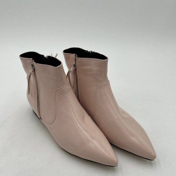 Women's Formal Pointed Closed Toe Flats Ankle Boots Low Heel Basic Booties - Picture 2 of 7